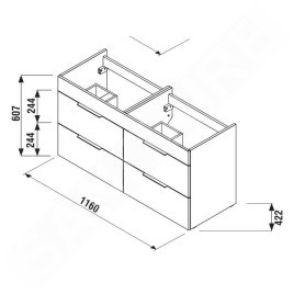 Jika Cube - Meuble avec double-lavabo, 1160x422x622 mm, blanc H4536621763001