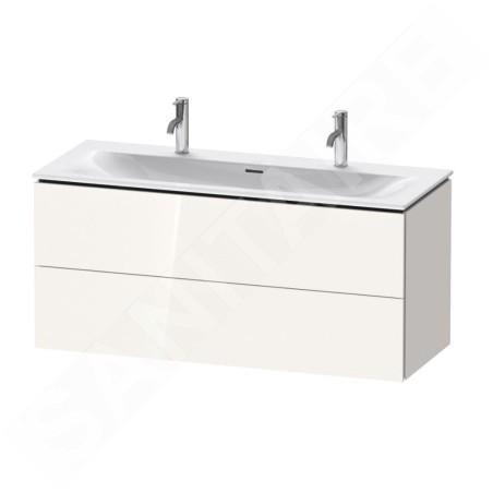 Duravit L-Cube - Meuble sous lavabo 550x1220x481 mm, 2 tiroirs, blanc brillant LC630902222
