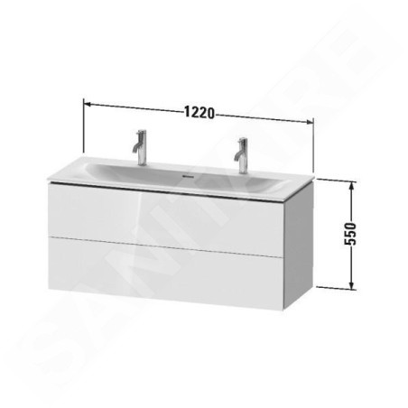 Duravit L-Cube - Meuble sous lavabo 550x1220x481 mm, 2 tiroirs, blanc brillant LC630902222