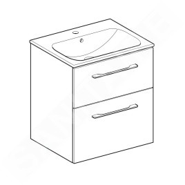 Geberit Selnova Square - Meuble-vasque 635x588x480 mm, avec vasque, 2 tiroirs, blanc brillant 501.236.00.1