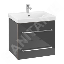 Villeroy & Boch Avento - Meuble-vasque, 580x514x452 mm, 2 tiroirs, Crystal Grey A88900B1