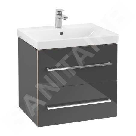 Villeroy & Boch Avento - Meuble-vasque, 580x514x452 mm, 2 tiroirs, Crystal Grey A88900B1