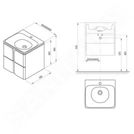 Ravak Balance - Meuble sous lavabo 500x500x465 mm, blanc/graphite X000001365