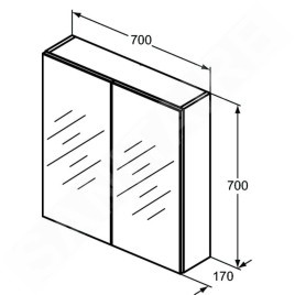 Ideal Standard Mirror&Light - Armoire de toilette 700x700 mm, aluminium T3590AL