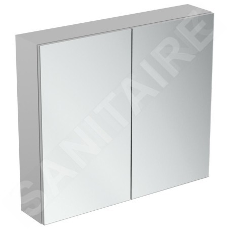 Ideal Standard Mirror&Light - Armoire de toilette avec éclairage LED et prise, 800x700 mm, aluminium T3442AL