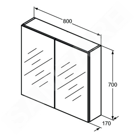 Ideal Standard Mirror&Light - Armoire de toilette avec éclairage LED et prise, 800x700 mm, aluminium T3442AL
