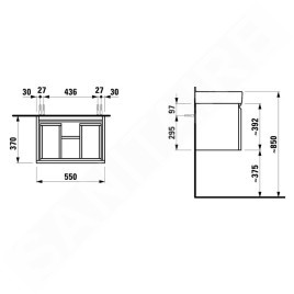 Laufen Pro S - Meuble pour lavabo, 550x370x390 mm, 1 tiroirs, chêne brillant H4830310954791