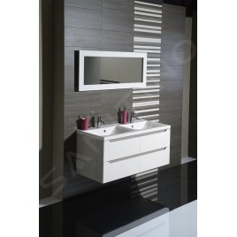 Sapho Wave - Meuble double-lavabo 1200x500x480 mm, blanc/chêne argenté WA120-3011