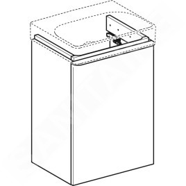 Geberit Smyle Square - Meuble pour lavabo, 442x356x617 mm, 1 porte, charnières à gauche, blanc brillant / blanc mat 500.351.00.1