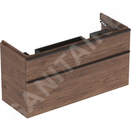 Geberit Smyle Square - Meuble pour lavabo, 1184x470x617 mm, 2 tiroirs, noyer / lave 500.356.JR.1