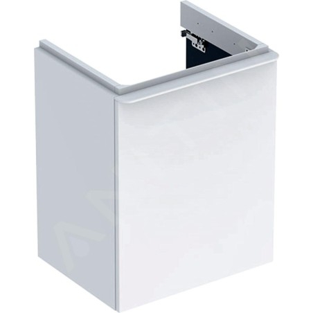 Geberit Smyle Square - Meuble pour lavabo, 492x406x617 mm, 1 porte, charnières à gauche, blanc brillant / blanc mat 500.364.00.1