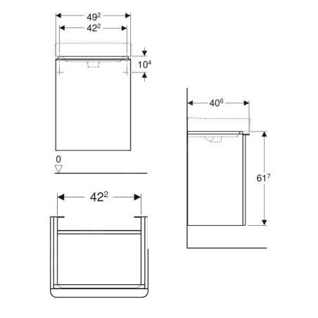 Geberit Smyle Square - Meuble pour lavabo, 492x406x617 mm, 1 porte, charnières à gauche, blanc brillant / blanc mat 500.364.00.1