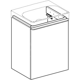 Geberit Smyle Square - Meuble pour lavabo, 492x406x617 mm, 1 porte, charnières à gauche, blanc brillant / blanc mat 500.364.00.1