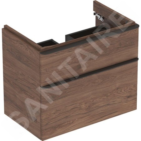 Geberit Smyle Square - Meuble pour lavabo, 734x470x617 mm, 2 tiroirs, noyer / lave 500.353.JR.1