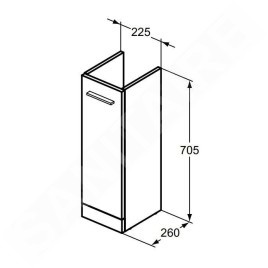 Ideal Standard i.Life A - Meuble de lavabo, 225x260x705 mm, 1 porte, blanc mat T5266DU