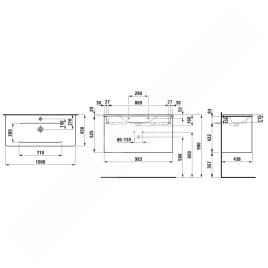 Laufen Palace - Meuble avec lavabo, 53x98x44 cm, 2 tiroirs, blanc mat H8617072601041