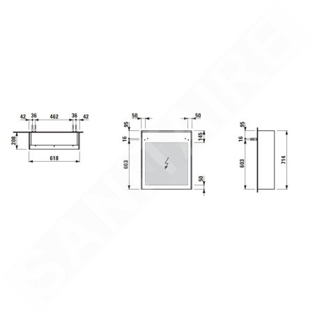 Laufen Lani - Armoire miroir avec éclairage LED, 71x62x21 cm, 1 portes, charnières à gauche, gris H4037311122661
