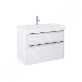 Jika Pure - Meuble avec lavabo, 80x54x42 cm, 2 tiroirs, blanc brillant H40B2344025002