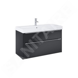 Jika Pure - Armoire avec lavabo, 100x54x42 cm, 2 tiroirs, noir mat H40B2364023532