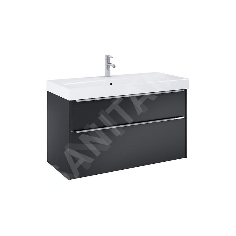 Jika Pure - Armoire avec lavabo, 100x54x42 cm, 2 tiroirs, noir mat H40B2364023532 Jika Pure - Armoire avec lavabo, 100x54x42 cm, 2 tiroirs, noir mat H40B2364023532