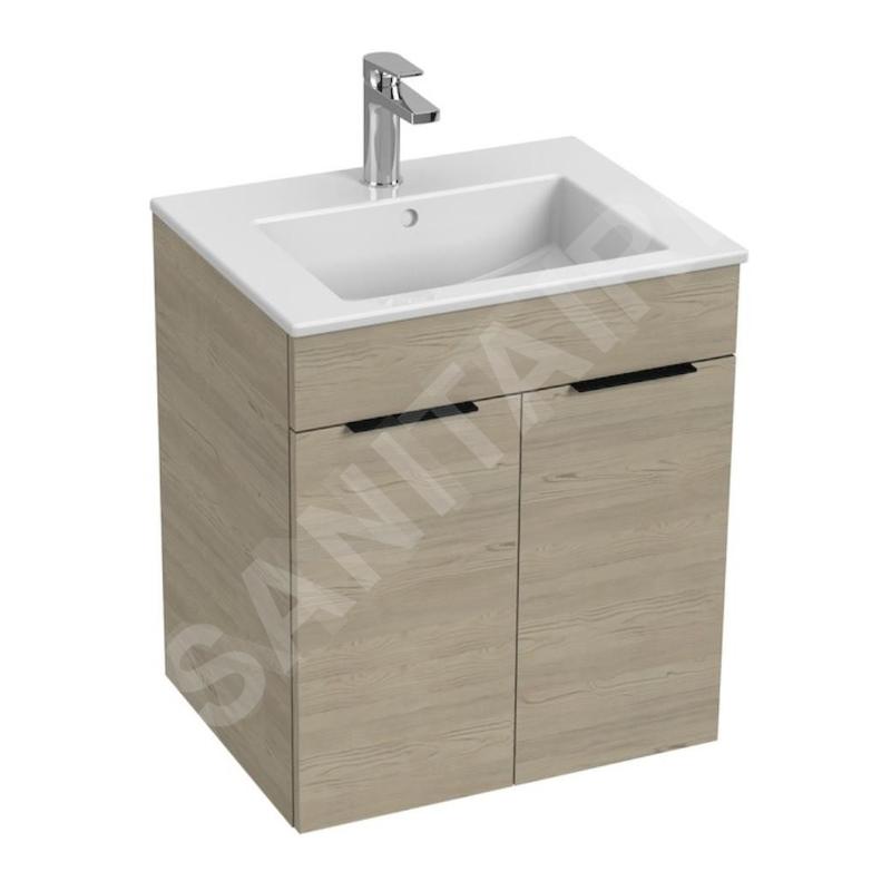 Jika Cube - Meuble avec lavabo 55x43x61 cm, frêne H4536111765141 Jika Cube - Meuble avec lavabo 55x43x61 cm, frêne H4536111765141