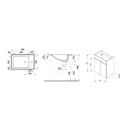 Jika Cube - Meuble avec lavabo 51x34x61 cm, anthracite mat H4536411763521