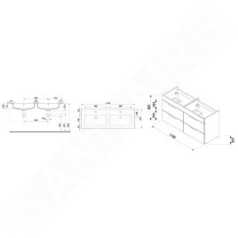 Jika Cube - Meuble avec double-lavabo 118x43x61 cm, anthracite mat H4536621763521