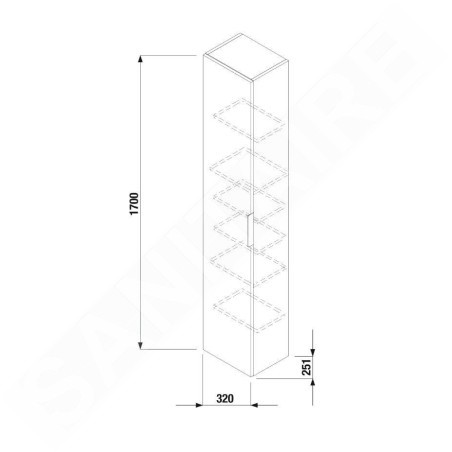 Jika Cube - Armoire haute, 170x32x25 cm, 1 porte L/P, anthracite mat H4537211763521