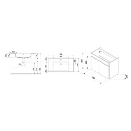Jika Cube - Meuble avec lavabo 80x43x61 cm, frêne H4537521765141