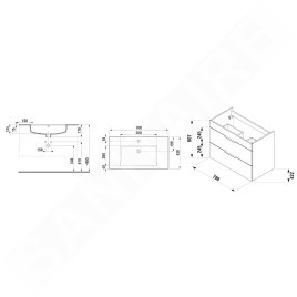 Jika Cube - Meuble avec lavabo 80x43x61 cm, anthracite mat H4537621763521