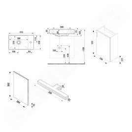 Jika Petit - Set meuble avec lave-mains, miroir et éclairage, blanc H45J5141753001