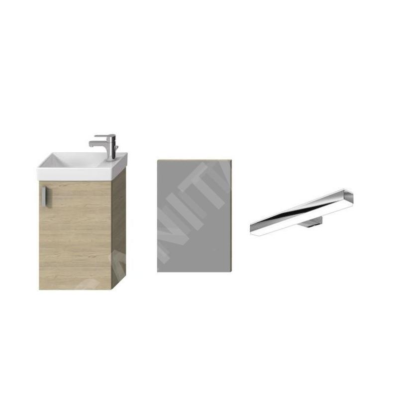 Jika Petit - Set meuble avec lave-mains, miroir et éclairage, frêne H45J5141755141 Jika Petit - Set meuble avec lave-mains, miroir et éclairage, frêne H45J5141755141