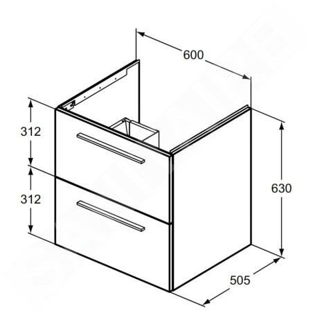 Ideal Standard i.Life B - Meuble vasque 60x63x51 cm, 2 tiroirs, quartz gris mat T5270NG