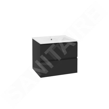 kielle Oudee - Meuble avec lavabo, 60x55x46 cm, 2 tiroirs, noir mat 50002S64