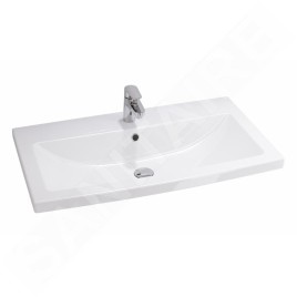 Cersanit Lara - Meuble avec lavabo, 45x79x45 cm, 2 tiroirs, noyer S801-154-DSM