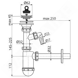 Alcadrain Siphons - Siphon de lavabo avec grille en acier inoxydable, avec raccordement A410P