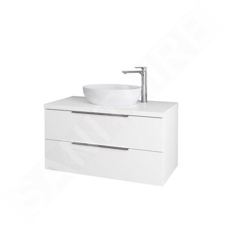 kielle Idolio - Meuble comprenant un plateau pour vasque 100x54x50 cm, avec découpe, blanc brillant 50024100