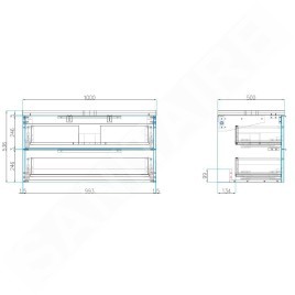 kielle Idolio - Meuble comprenant un plateau pour vasque 100x54x50 cm, avec découpe, blanc brillant 50024100