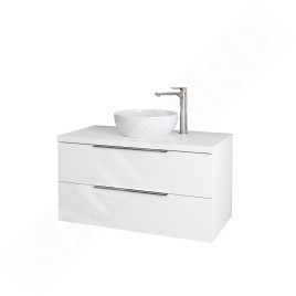 kielle Idolio - Meuble comprenant un plateau pour vasque 100x54x50 cm, avec découpe, blanc brillant 50024100