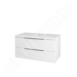 kielle Idolio - Meuble comprenant un plateau pour vasque 100x54x50 cm, avec découpe, blanc brillant 50024100