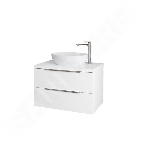 kielle Idolio - Meuble comprenant un plateau pour vasque 80x54x50 cm, avec découpe, blanc brillant 50024800