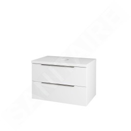 kielle Idolio - Meuble comprenant un plateau pour vasque 80x54x50 cm, avec découpe, blanc brillant 50024800