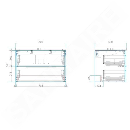 kielle Idolio - Meuble comprenant un plateau pour vasque 80x54x50 cm, avec découpe, hercule 50024803