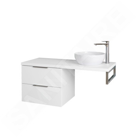 kielle Idolio - Meuble 60x50x50 cm, comprenant console et plateau 120 cm pour vasque, avec découpe, blanc brillant 50024S120