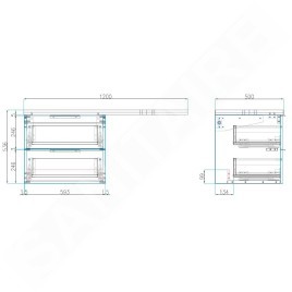 kielle Idolio - Meuble 60x50x50 cm, comprenant console et plateau 120 cm pour vasque, avec découpe, blanc brillant 50024S120