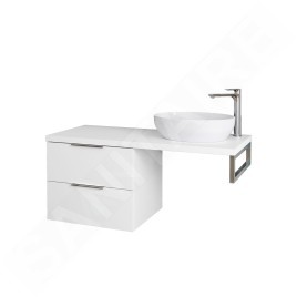 kielle Idolio - Meuble 60x50x50 cm, comprenant console et plateau 120 cm pour vasque, avec découpe, blanc brillant 50024S120