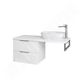 kielle Idolio - Meuble 60x50x50 cm, comprenant console et plateau 120 cm pour vasque, avec découpe, blanc brillant 50024S120