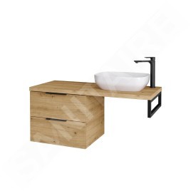 kielle Idolio - Meuble 60x50x50 cm, comprenant console et plateau 120 cm pour vasque, avec découpe, caramel 50024S121