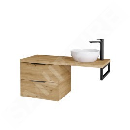 kielle Idolio - Meuble 60x50x50 cm, comprenant console et plateau 120 cm pour vasque, avec découpe, caramel 50024S121