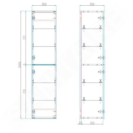 kielle Idolio - Armoire suspendue haute 155x35x35 cm, blanc brillant 50224010